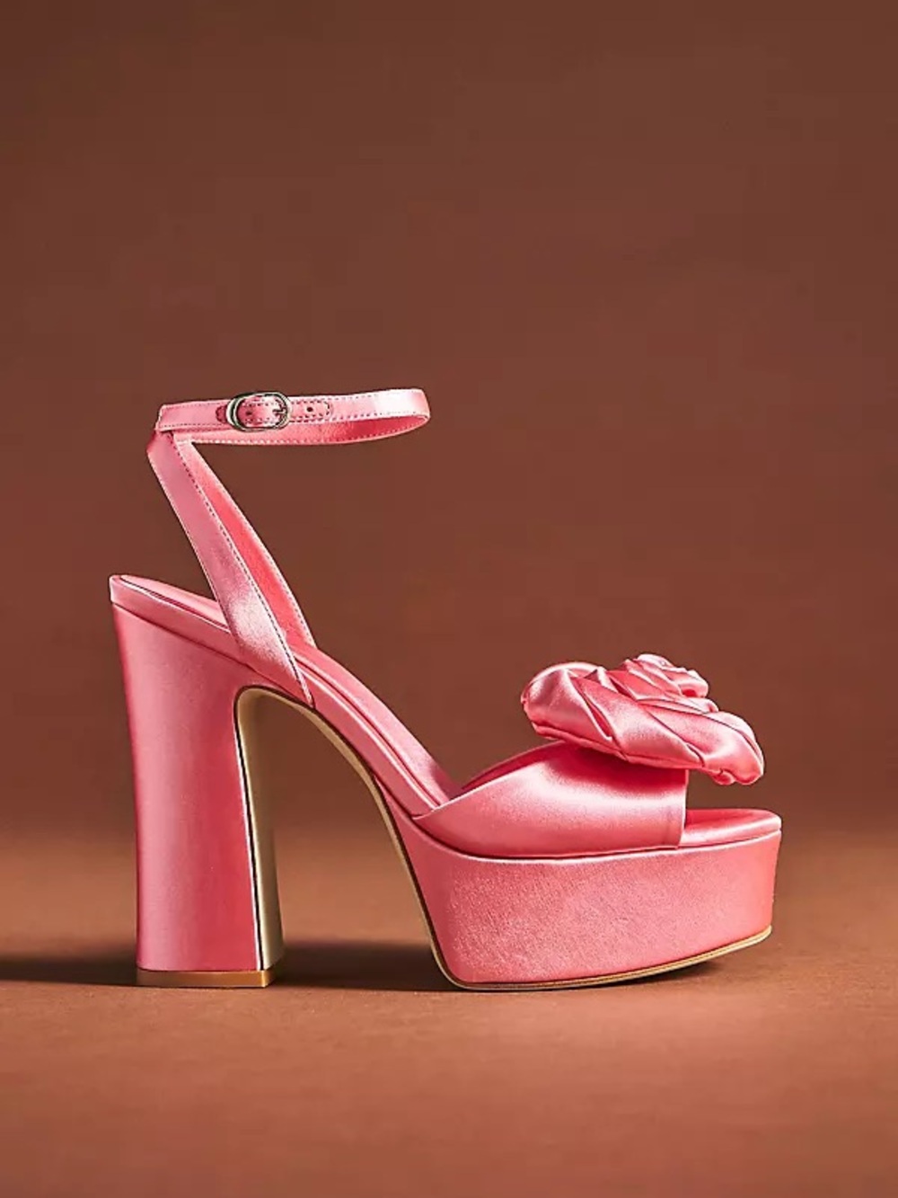 Jeffrey Campbell Posie Heels- Pink Satin Rosette Platform Heels